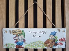 Slate Plaque Garden Gnomes 
