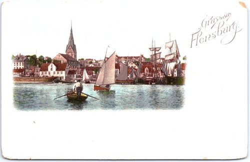 Vintage postcard row boat - row,