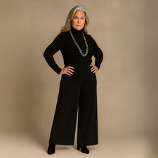 WOMENS LADIES CREPE PALAZZO TROUSERS WIDE LEG PANTS PLUS SIZE