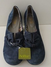Hotter Donna Blue Suede 40s Style Heel Shoes Size 6.5 - New With Tag