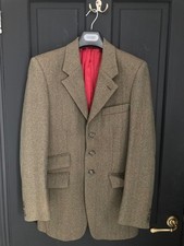 Bookster tailor-made 3 piece green tweed suit mens (XS/Small)