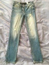 NEXT Womens Slim Modern Vintage Ripped Cigarette Jeans Size 6 Uk Leg 28" Blue