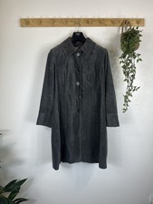 Per Una Ladies Coat Size 18 Grey Corduroy Midi Length Long Sleeve Button Up