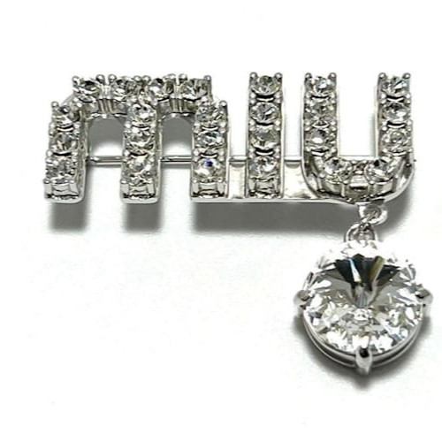 Miu rhinestone letter brooch - rhinestone,