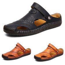 Plus Size Men's Casual Shoes Genuine Leather Wide Fit Beach Sandals Breathable
