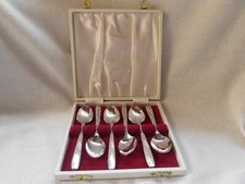 BOXED COMPLETE SET 6 TEASPOONS by ANGORA SILVER PLATE CO LTD FLORAL SPRAY
