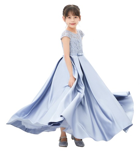 Satin flower girl dress ivory - flower,