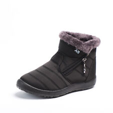 Womens Waterproof Fur Lined Snow Ankle Boots Winter Ladies Flat Warm Shoes Size