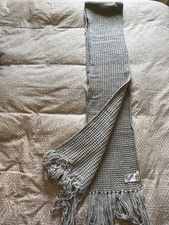 DKNY Jeans Scarf Extra Long Grey Knitted Logo Fringe NWOT Gift Never Worn