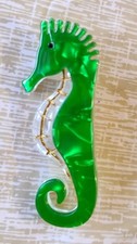 Seahorse brooch plastic green