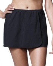 Spanx Love Your Assets Wrap Skirtini Swim Skirt Tummy Tamer Jet Black Size Small