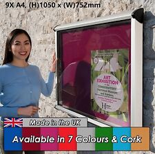 Outdoor Exterior Weatherproof Lockable Notice Board Aluminium Frame - 9xA4
