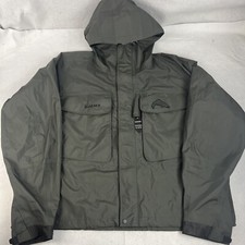 Simms Wading Jacket XXL Gunmetal Gray Hooded Zip Freestone