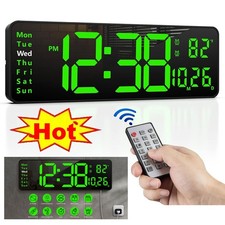 Digital Large Big Jumbo LED Wall Desk Clock Display With Calendar Temperature