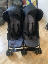 Chicco Echo Twin Stroller Double Baby Pushchair (Coal Grey)