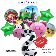 Farm Animal Balloons Birthday Party Helium or Air Sheep Cow Horse Pig Tractor