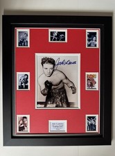 Boxing Jake Lamotta Signed Framed 20” X 16” Double Mounted Display