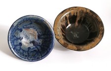 2 x Studio Pottery Stoneware Drip Glazed Bowls Signed
