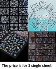 1 Sheet of 3D Nail Art Lace Stickers Decals Transfers Flowers Black White