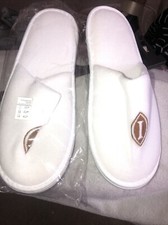 BN White Slip On Slippers For Hotels Unisex Terry Towelling Slippers -11.5” Sole