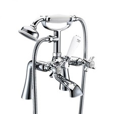 Traditional Bath Shower Mixer Tap Straight Legs with Cross Head Lever Handles