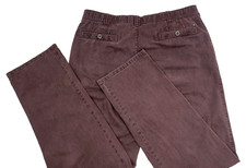 Meyer Chino Trousers Mens W36 L32 Burgundy Monza Stretch Comfort Paisley Lined
