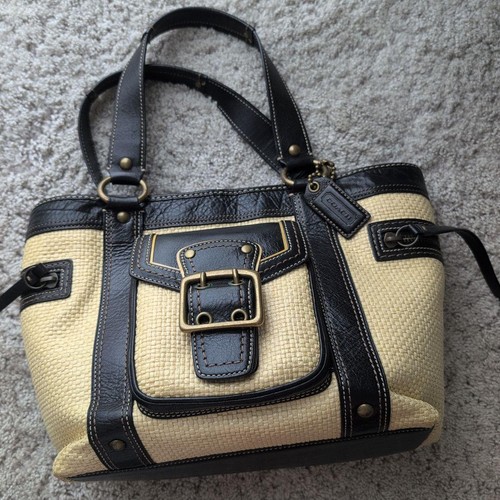 Coach tote bag leather straw - coach,