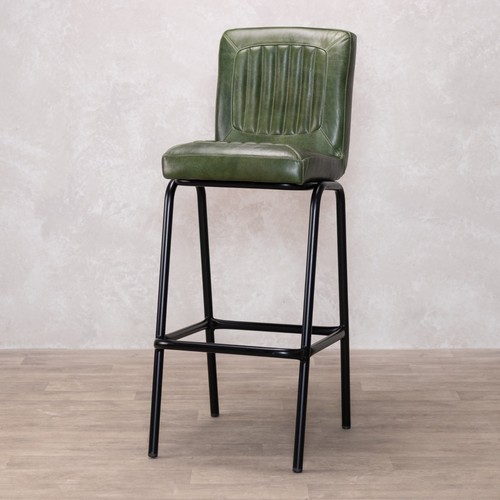 Pine green leather bar stool - green,
