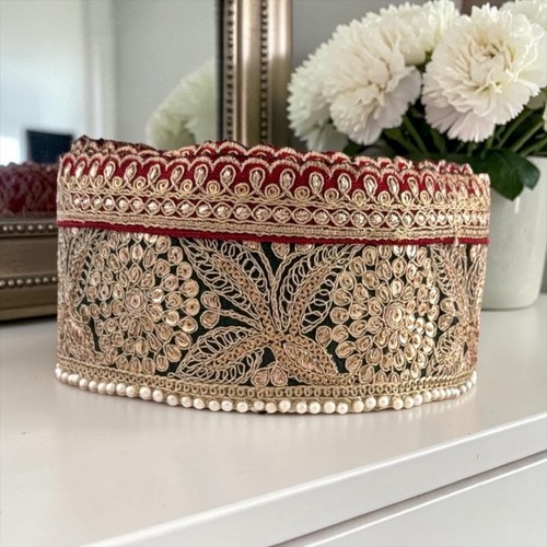 Indian silk lace trim maroon - silk,