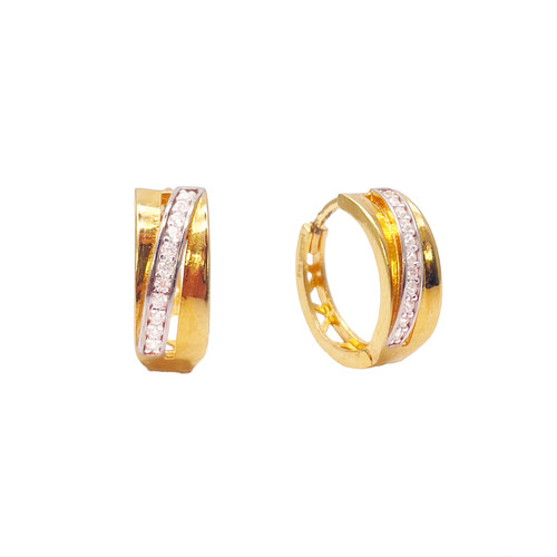 22ct yellow gold striped hoop - 22ct,