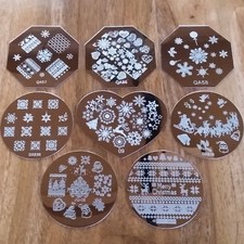 8 x Christmas Nail Art Plate Stamp Decals Stamping Plate Stamper UK Seller