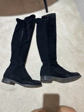 STUART WEITZMAN BLACK SUEDE 50/50 KNEE LENGTH ELASTICATED BACK BOOTS SIZE 3/35.5