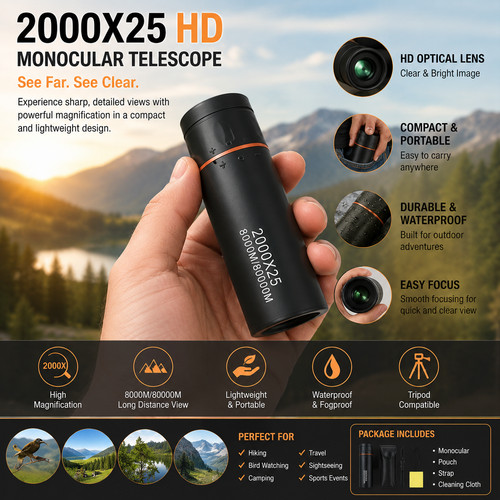 2000x25 monocular telescope - hd,