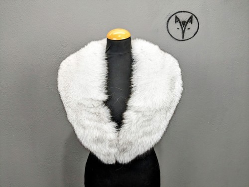 Large fox fur collar - fox, white