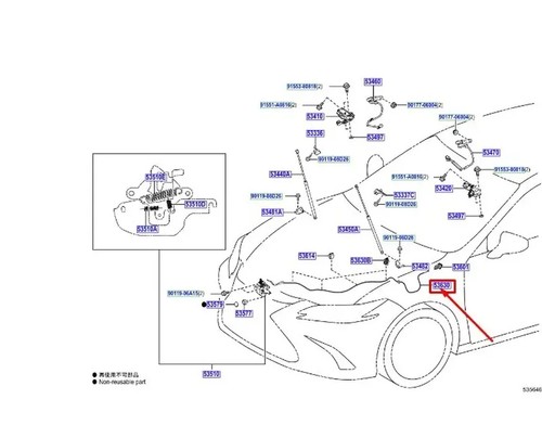 Lexus z10 bonnet lock cable - es,