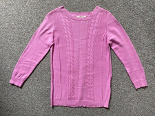 Women's Pink Lilac 3/4 SleeveRound Neck Ribbed Cotton Sweater from OASIS - Small