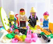 Lego - City Set - Family Mum Dad Children Boy Girl Student Surf - Minifigures x4