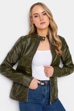 LTS Tall Leather Funnel Neck Jacket