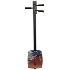 SANGENSI KIKUOKA Mini Tsugaru Shamisen Sansen Aka fuji with stand & Pick GIFT JP
