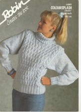  Robin Knitting Pattern No 14089 Sweater  in  Chunky  Sizes  30 - 40 in 
