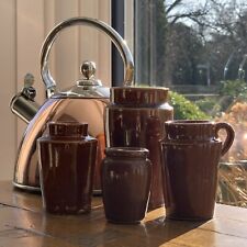 Old Fashioned Dairy Cream Jug & 3 Salt Glazed Vintage Stoneware Pots