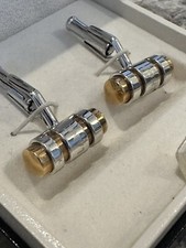 Montblanc Three Rings Motif Silver And Rose Gold PVD Cufflinks & box £460 new