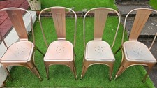 4 x Tolix Style Metal Industrial Look Stackable Dining Bar & Patio Chairs USED