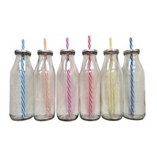 6 Glass Milk Bottles -