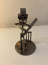 Rare Original Hinz & Kunst Metal Nut & Bolt Artwork Cricket Batsman Figure 17 cm