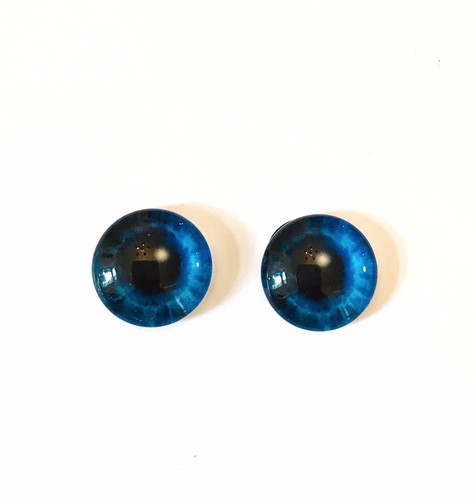 Blue doll eye chips round - blue, flat