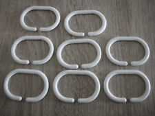 8 White Plastic C Shape Shower Curtain Rings Hangers