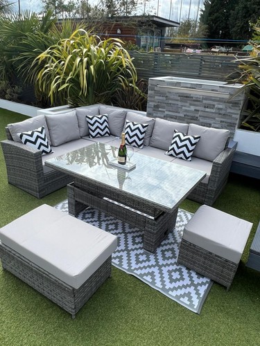 Rattan corner garden set - rattan,