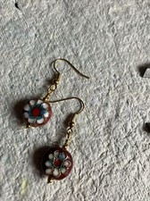 Handmade ~ Earrings ~ Cloisonne' Disc ~ Maroon