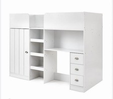 Atlanta High Sleeper with Desk, Drawers and Wardrobe Grey Space-saving